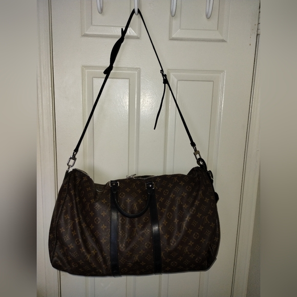 LOUIS VUITTON Keepall Bandouliere 55 Travel Duffle Bag Monogram Macassar . - Picture 7 of 14